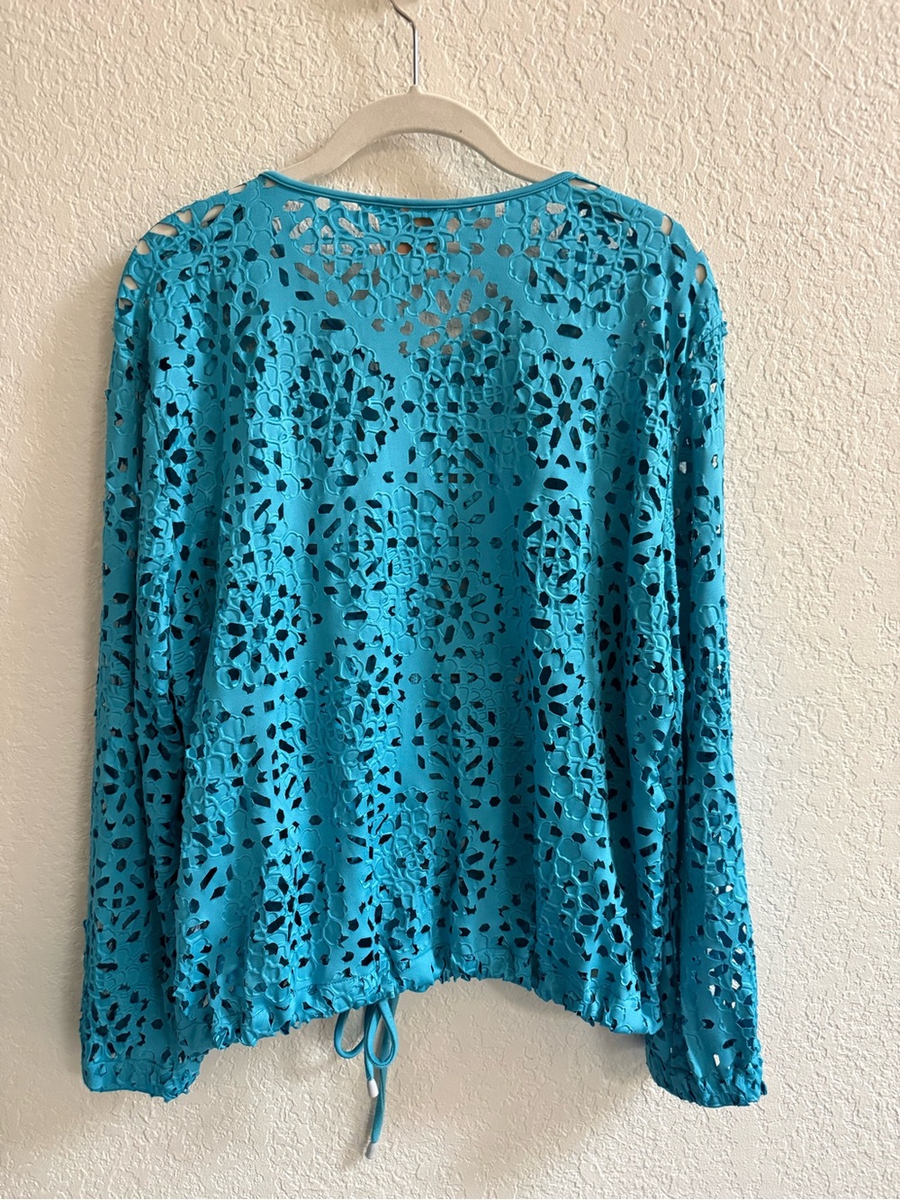 Ruby Rd. Turquoise Crochet Zip Jacket - Picture 3 of 5